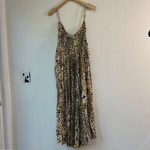 Free People FP One Accordion Pleated Maxi Tie Side Dress Sz XS Boho Festival